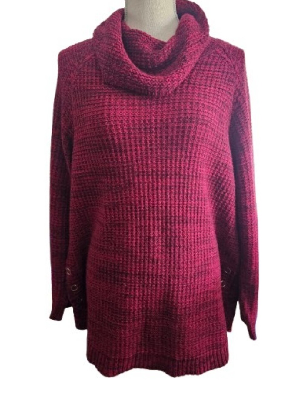 It's Our Time Women's Cowl Neck Sweater - Raspberry